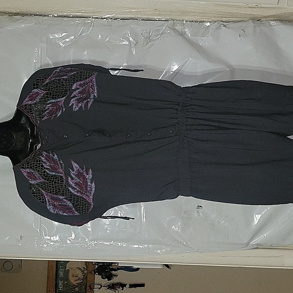 SWEET by Miss Me charcoal gray boho romper Floral Cutout Summer Beach Coastal - Picture 4 of 6